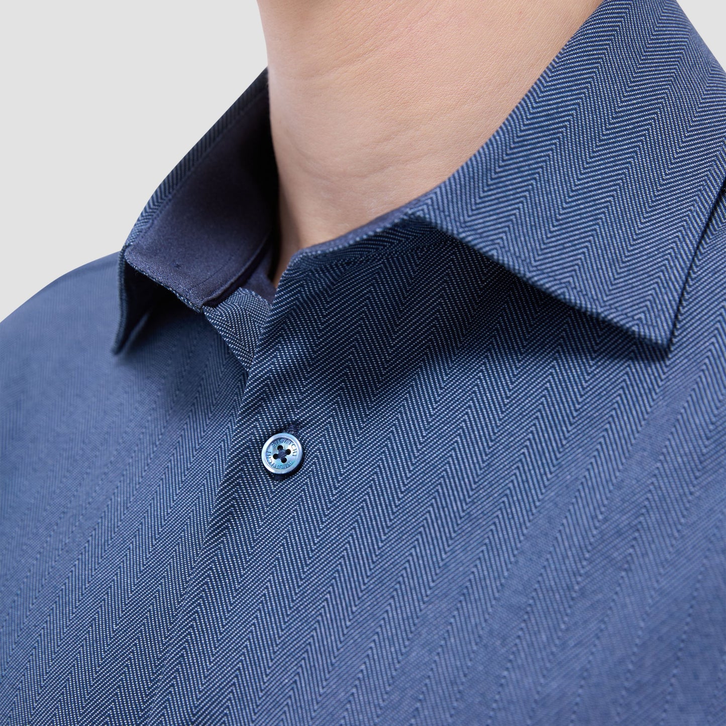 Bugatchi Jimmy Double-Sided Herringbone & Solid OoohCotton® Shirt Navy