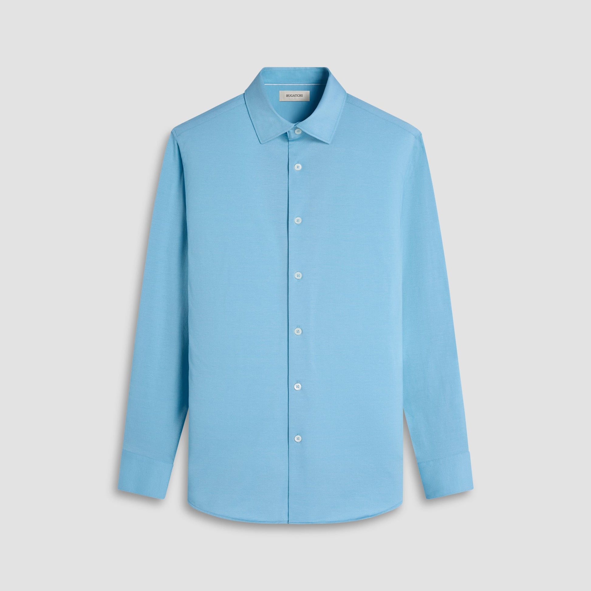 Bugatchi Jimmy Double-Sided Herringbone & Solid OoohCotton® Shirt Turquoise