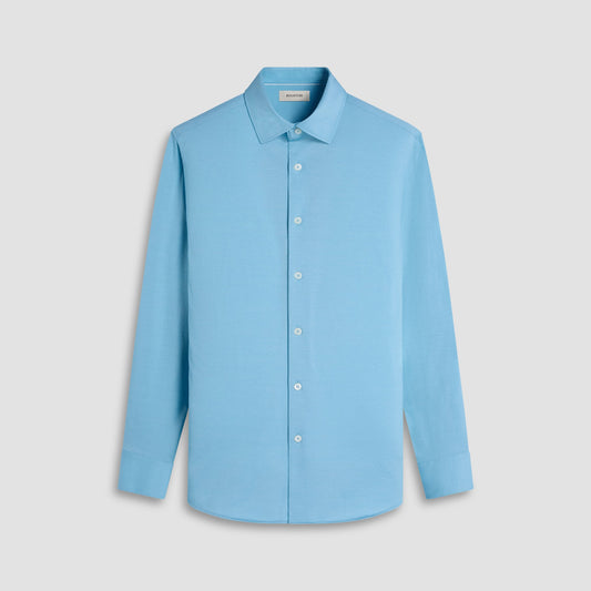 Bugatchi Jimmy Double-Sided Herringbone & Solid OoohCotton® Shirt Turquoise