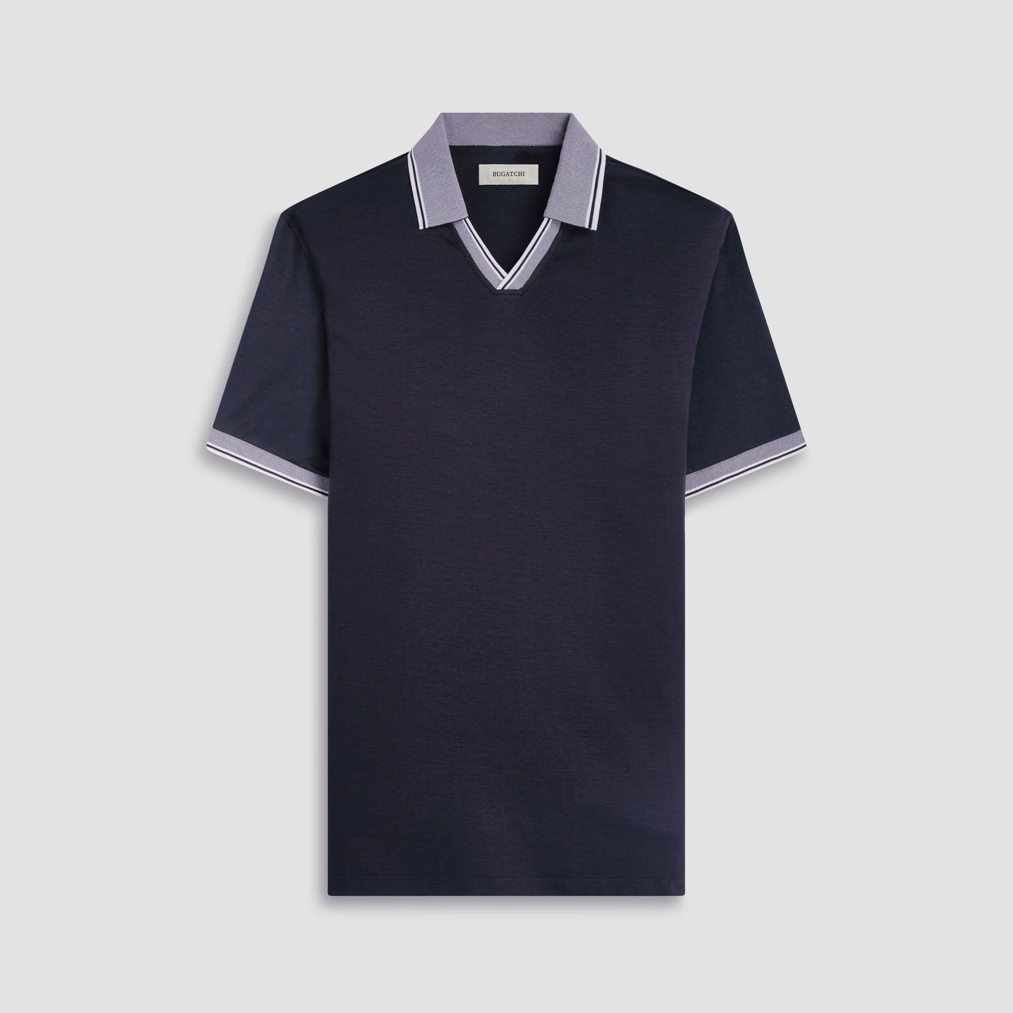 Bugatchi Solid Johnny Collar Polo Shirt Black