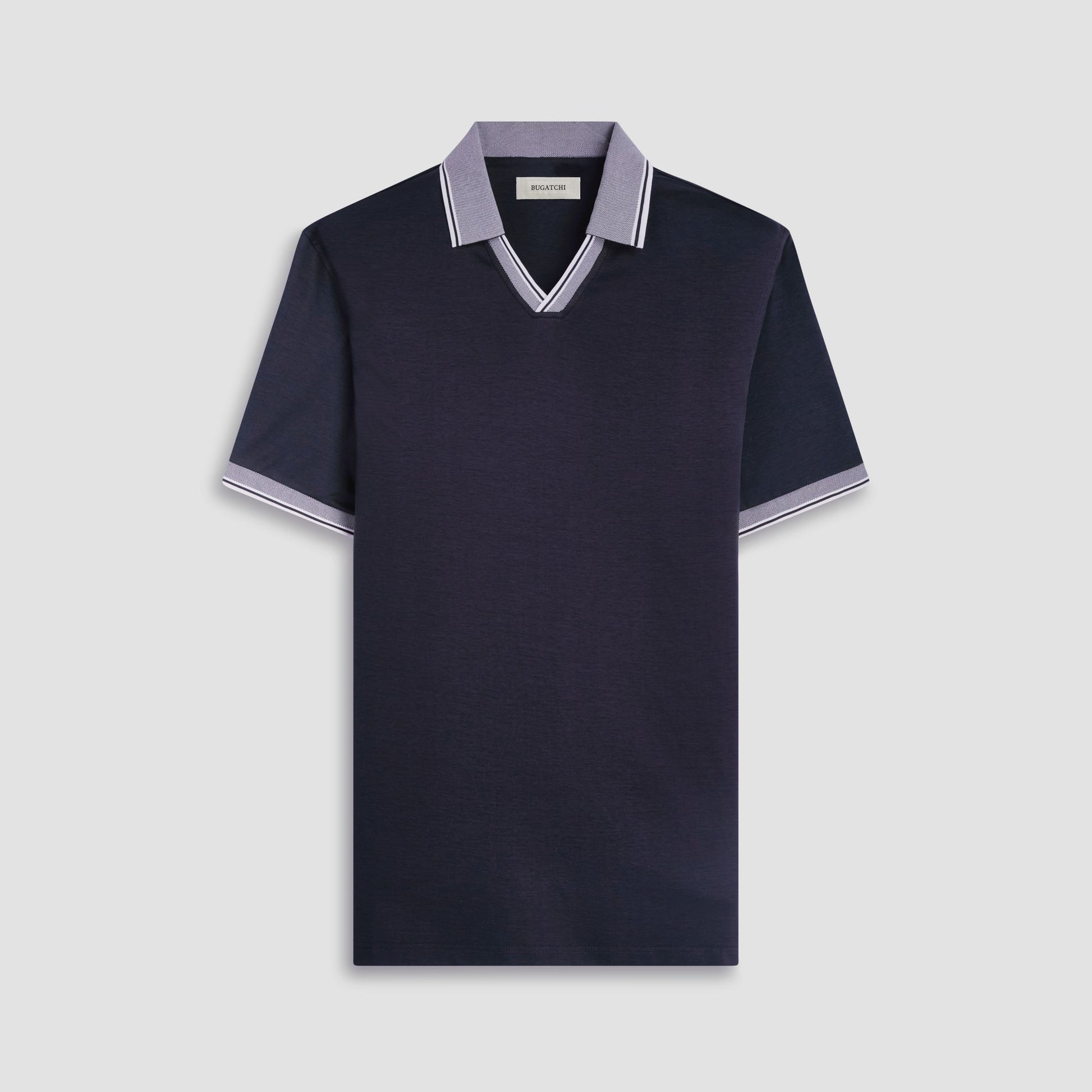 Bugatchi Solid Johnny Collar Polo Shirt Black