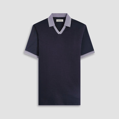 Bugatchi Solid Johnny Collar Polo Shirt Black