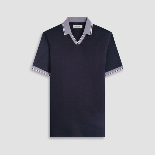 Bugatchi Solid Johnny Collar Polo Shirt Black