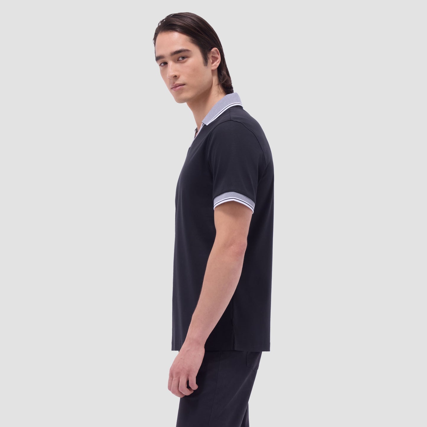 Bugatchi Solid Johnny Collar Polo Shirt Black