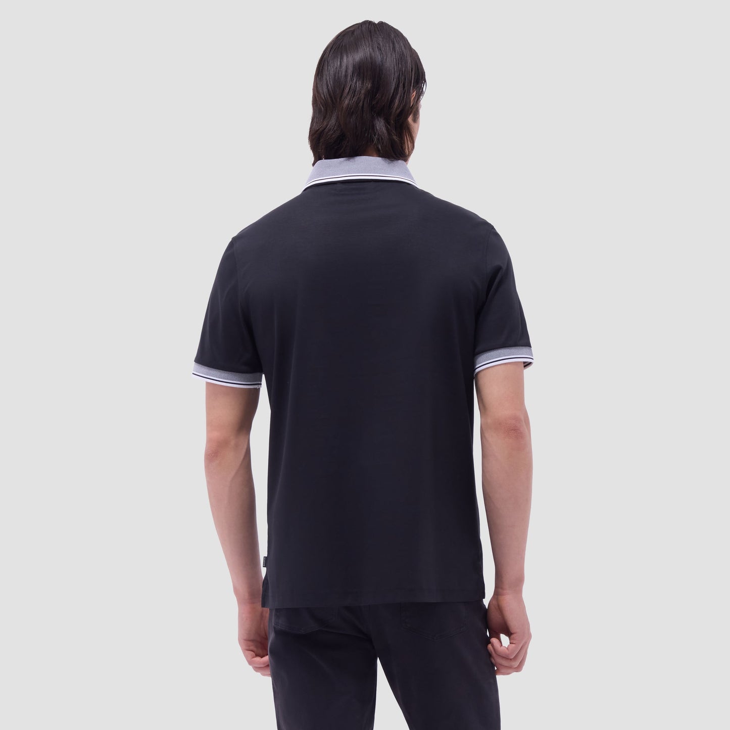 Bugatchi Solid Johnny Collar Polo Shirt Black