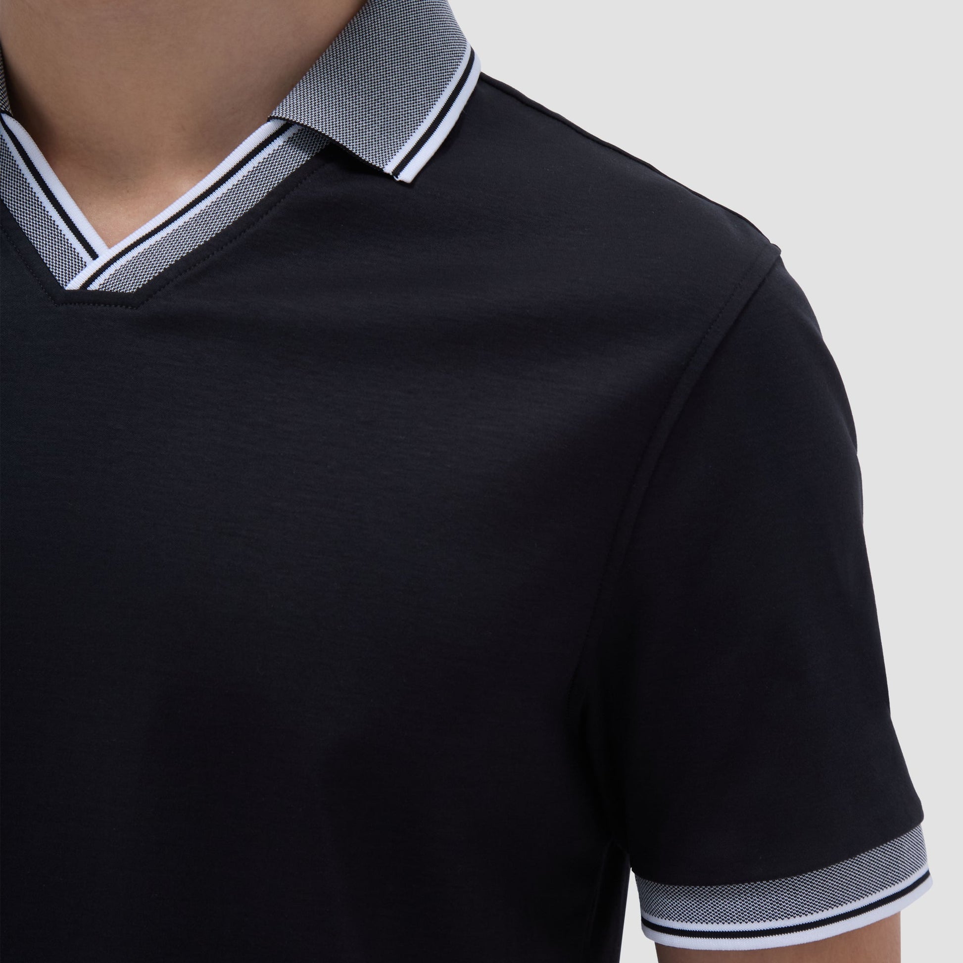 Bugatchi Solid Johnny Collar Polo Shirt Black