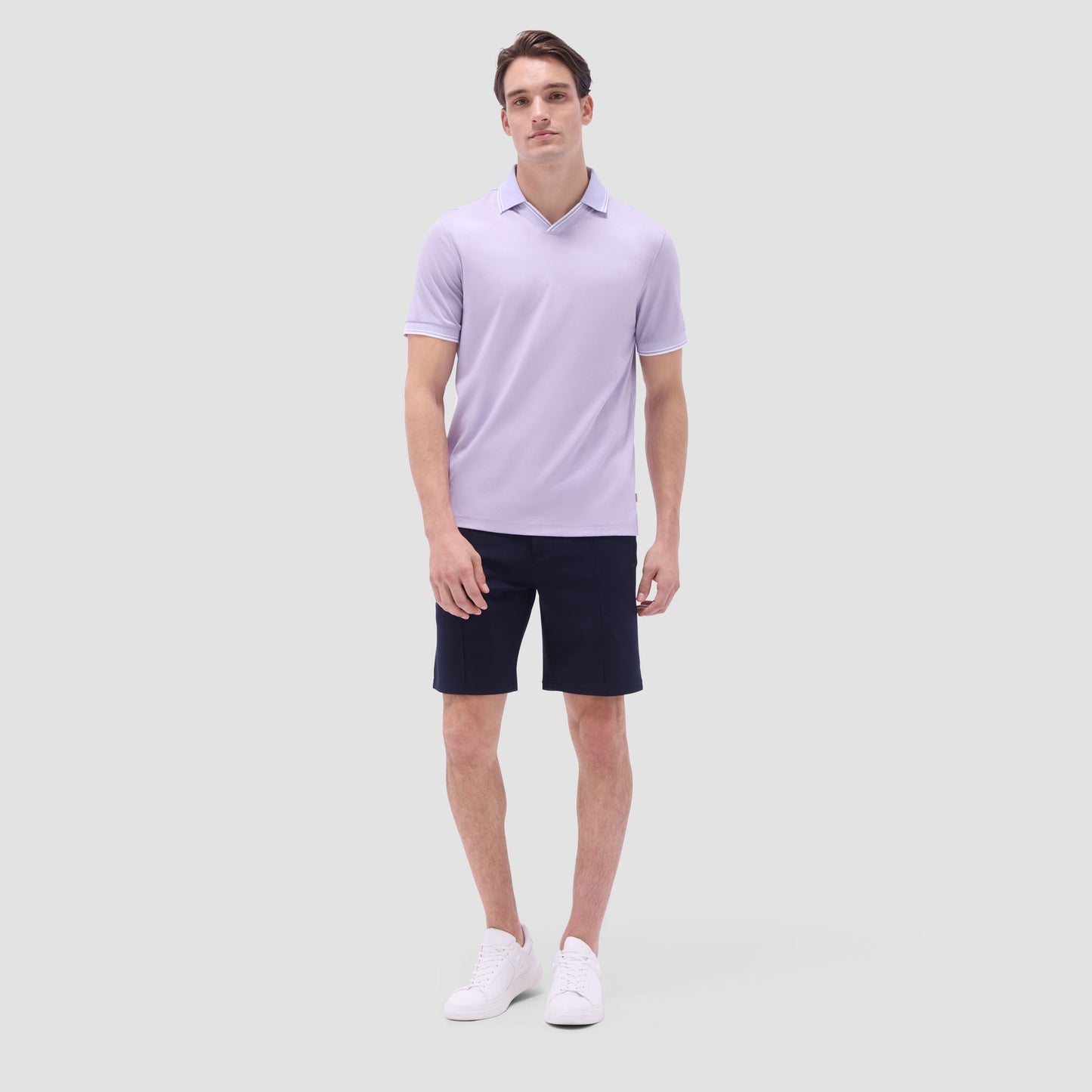 Bugatchi Solid Johnny Collar Polo Shirt Lilac