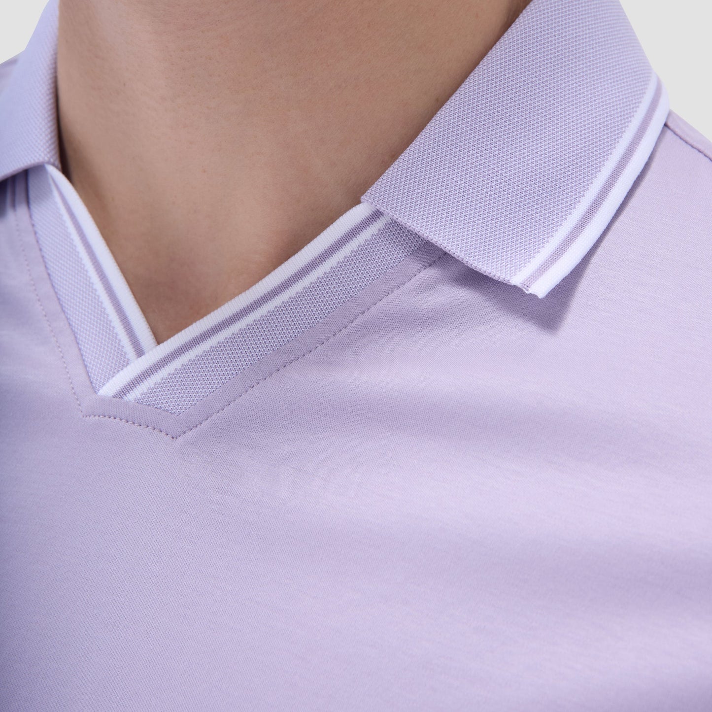 Bugatchi Solid Johnny Collar Polo Shirt Lilac