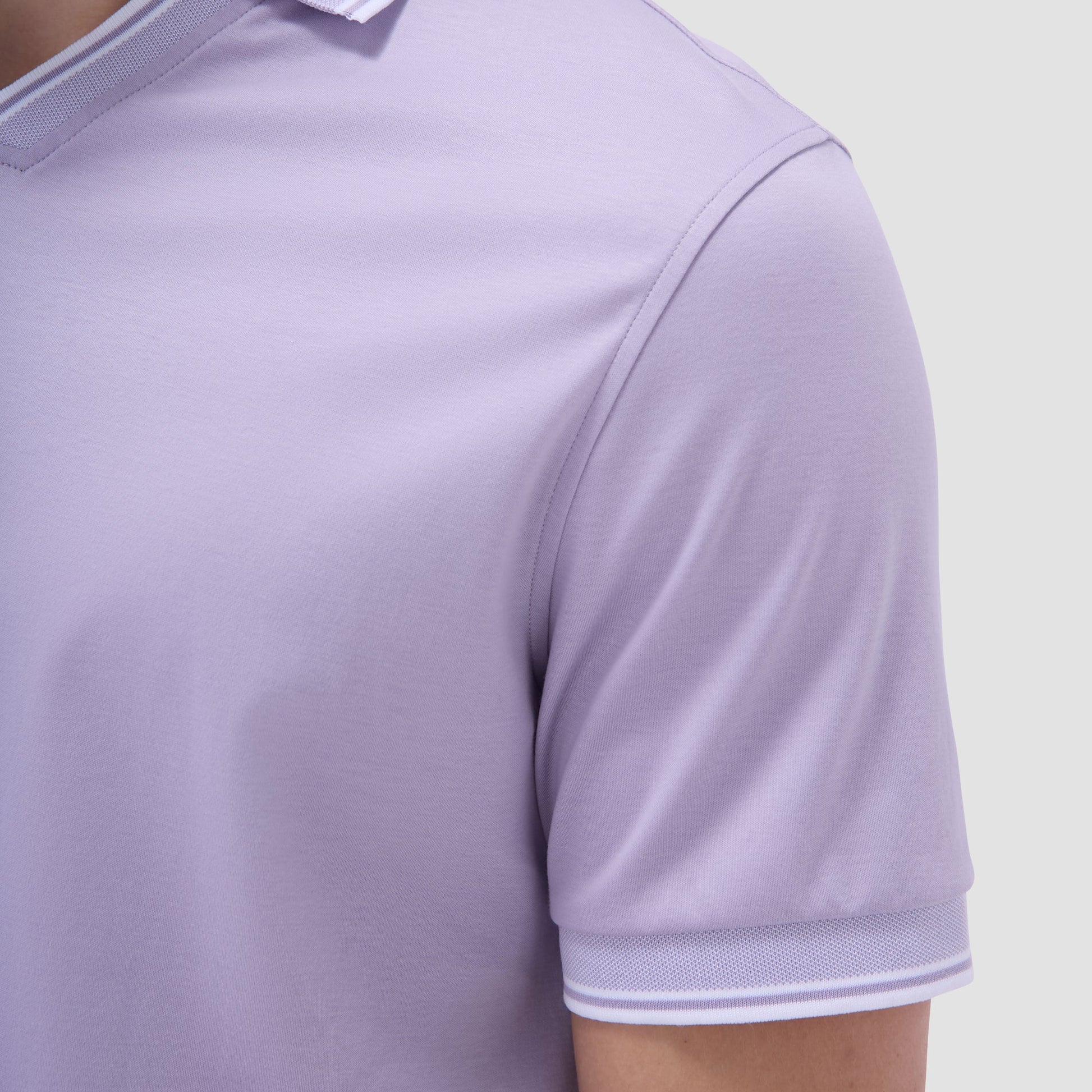 Bugatchi Solid Johnny Collar Polo Shirt Lilac