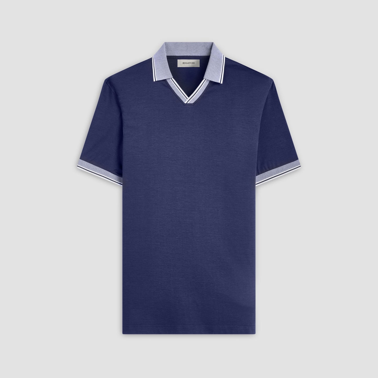 Bugatchi Solid Johnny Collar Polo Shirt Navy