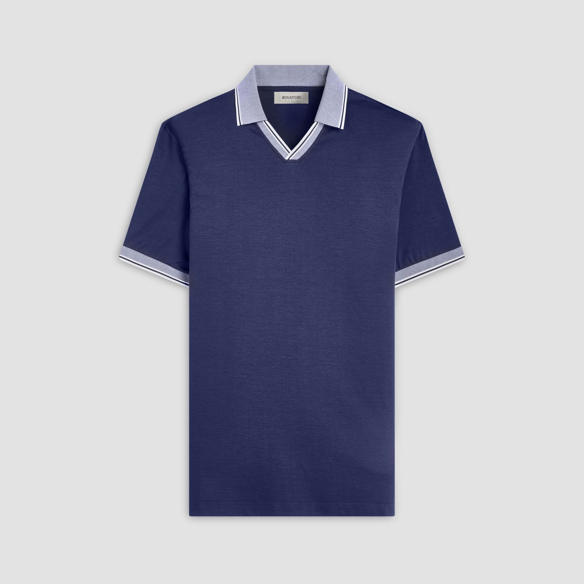 Bugatchi Solid Johnny Collar Polo Shirt Navy