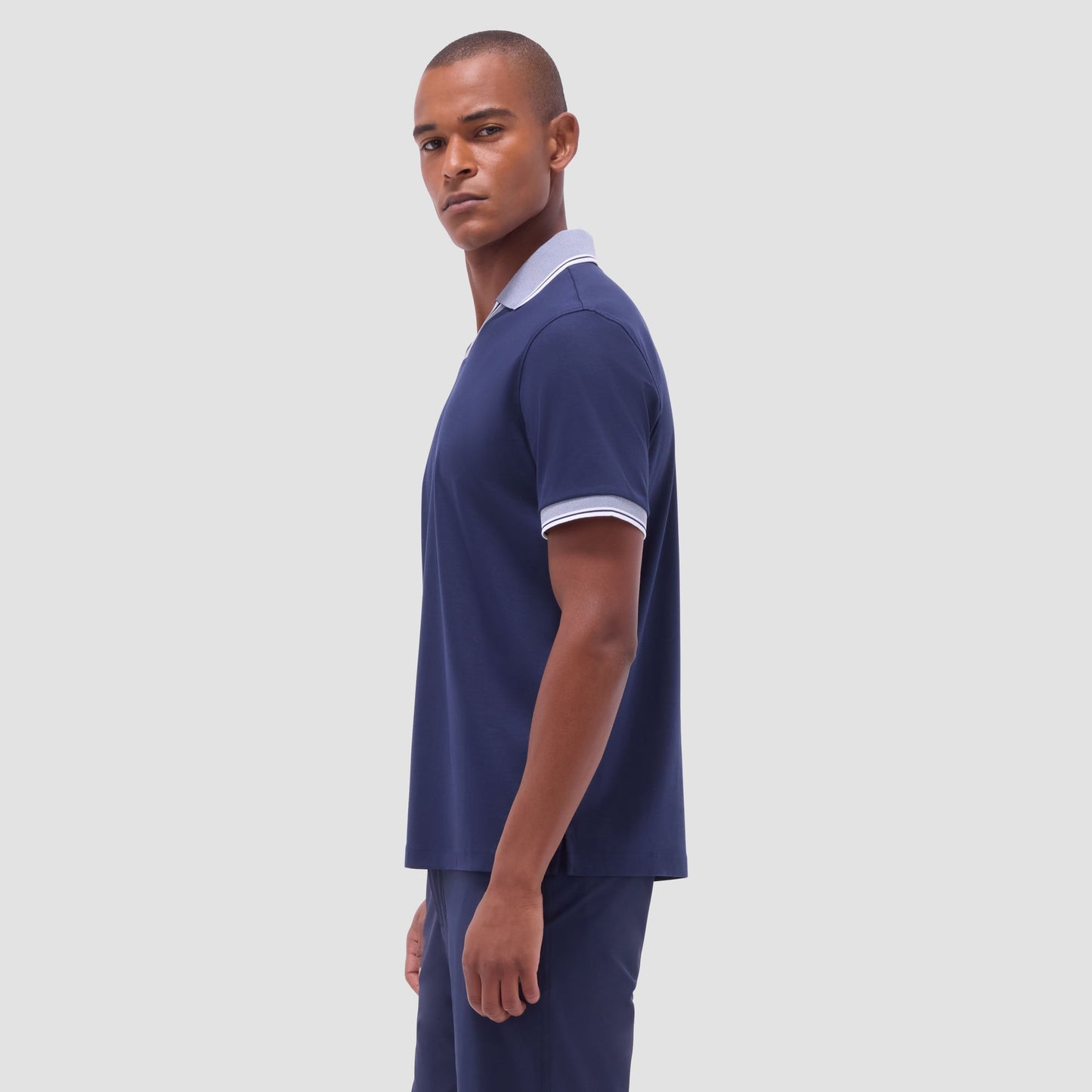 Bugatchi Solid Johnny Collar Polo Shirt Navy