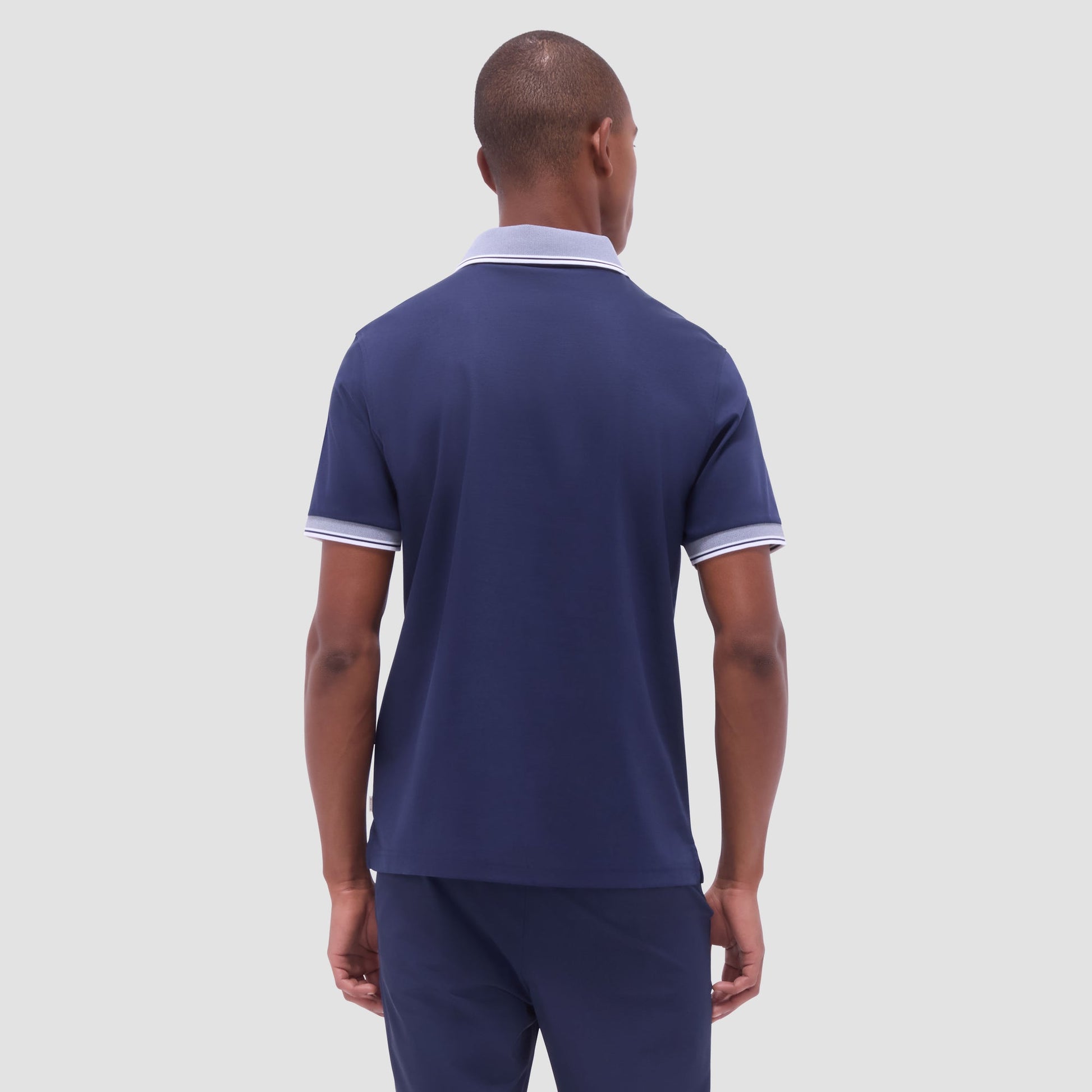 Bugatchi Solid Johnny Collar Polo Shirt Navy