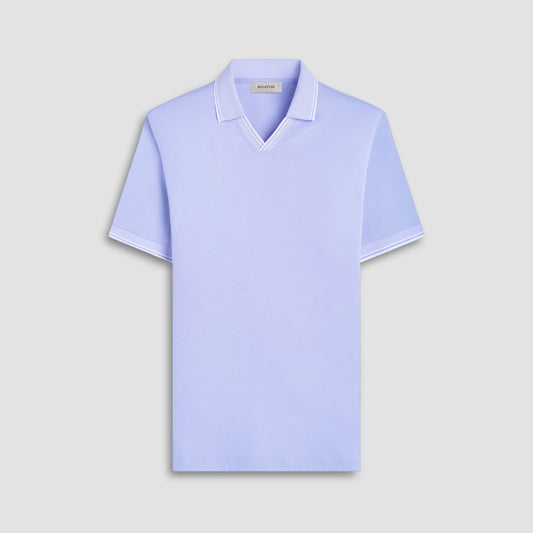 Bugatchi Solid Johnny Collar Polo Shirt Sky