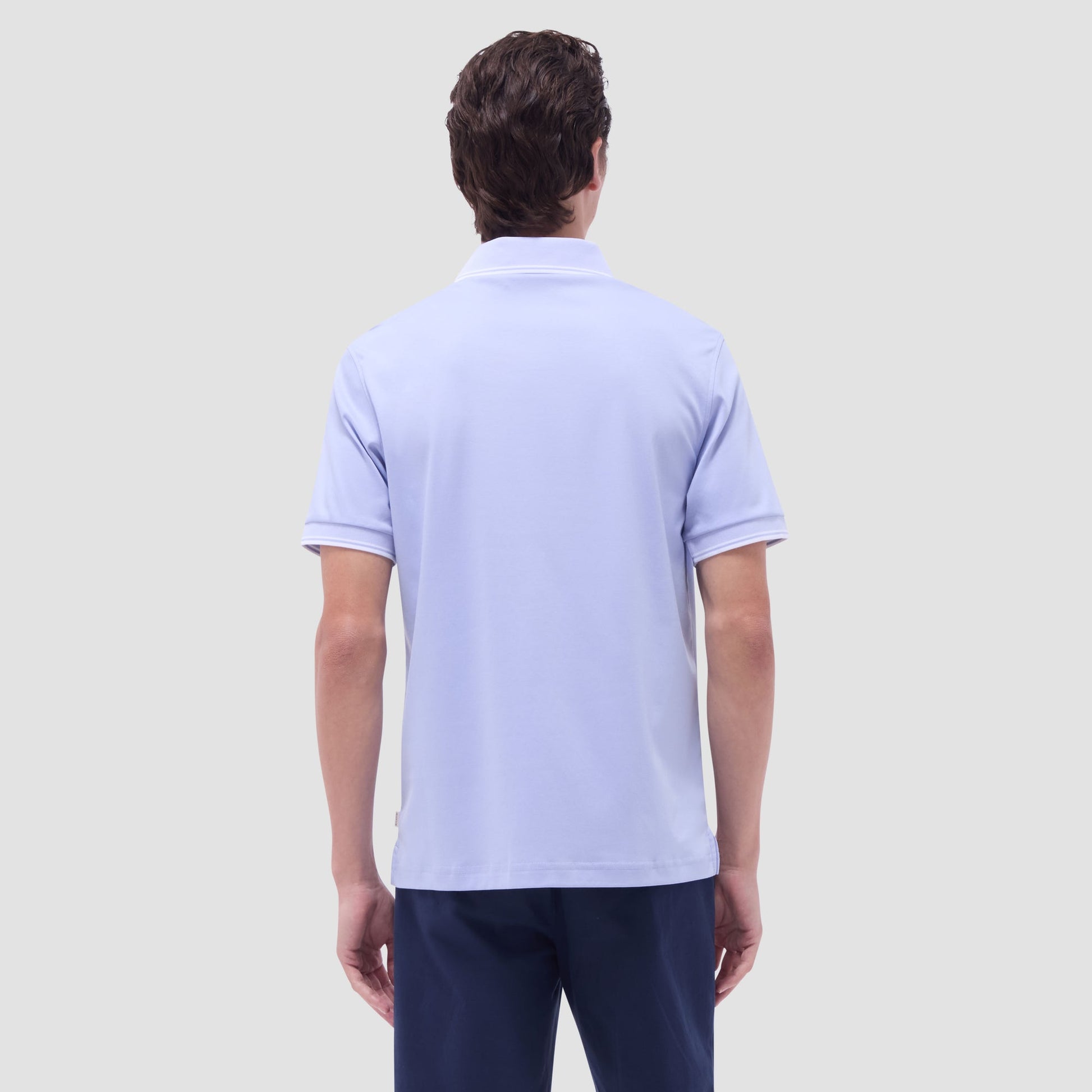 Bugatchi Solid Johnny Collar Polo Shirt Sky