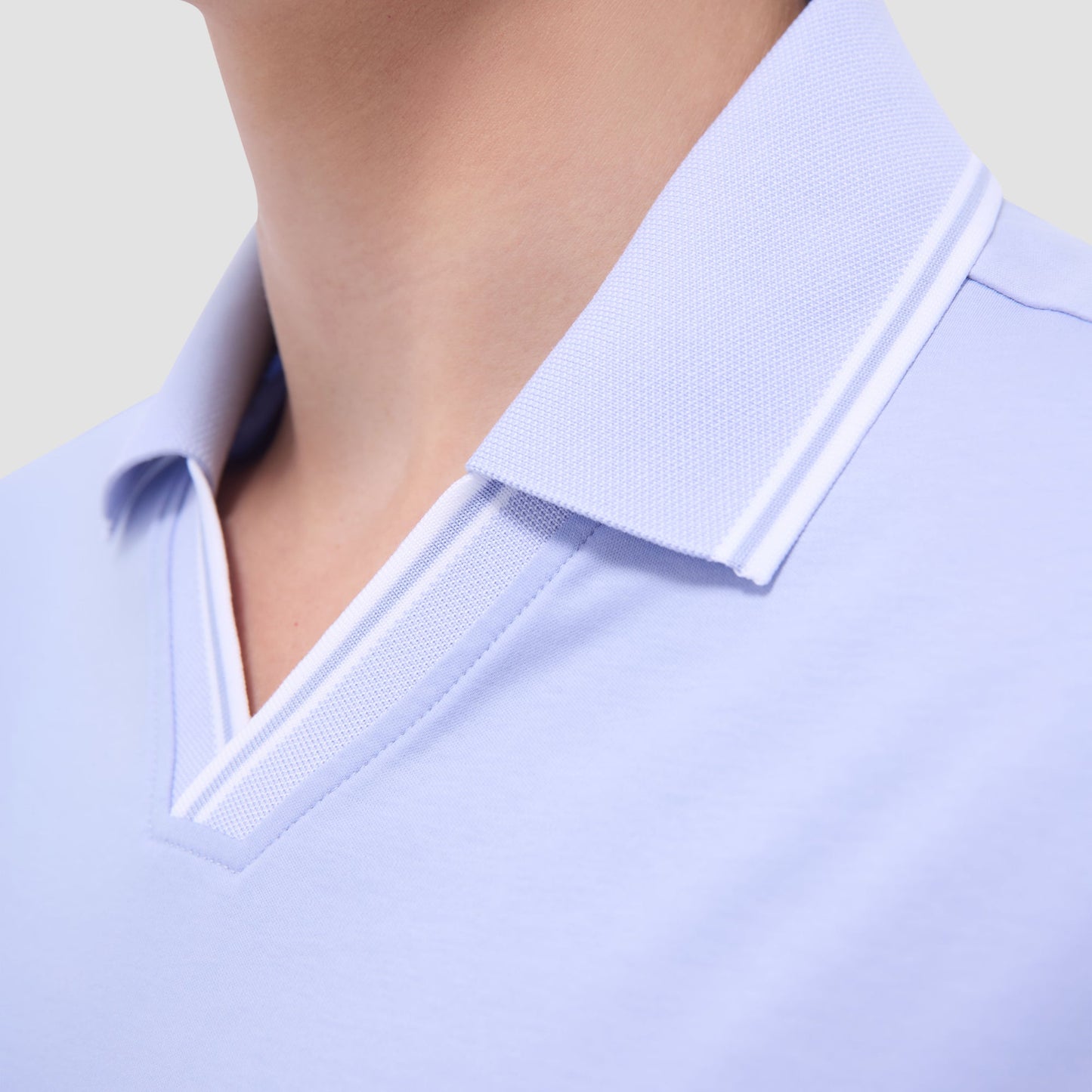 Bugatchi Solid Johnny Collar Polo Shirt Sky