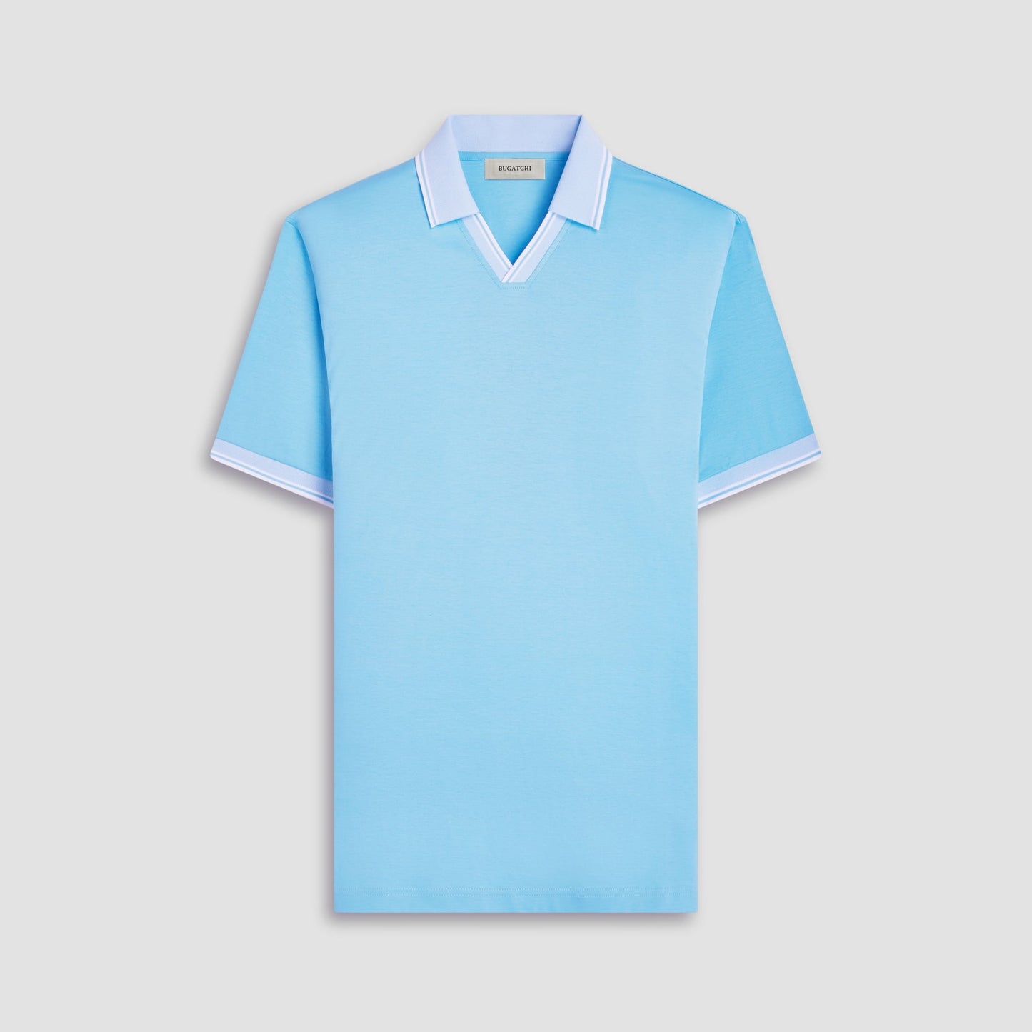 Bugatchi Solid Johnny Collar Polo Shirt Turquoise