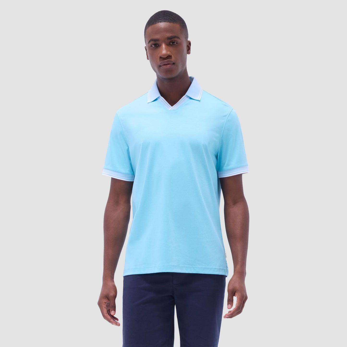 Bugatchi Solid Johnny Collar Polo Shirt Turquoise