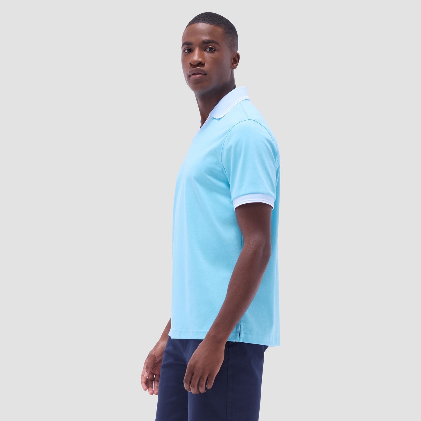 Bugatchi Solid Johnny Collar Polo Shirt Turquoise
