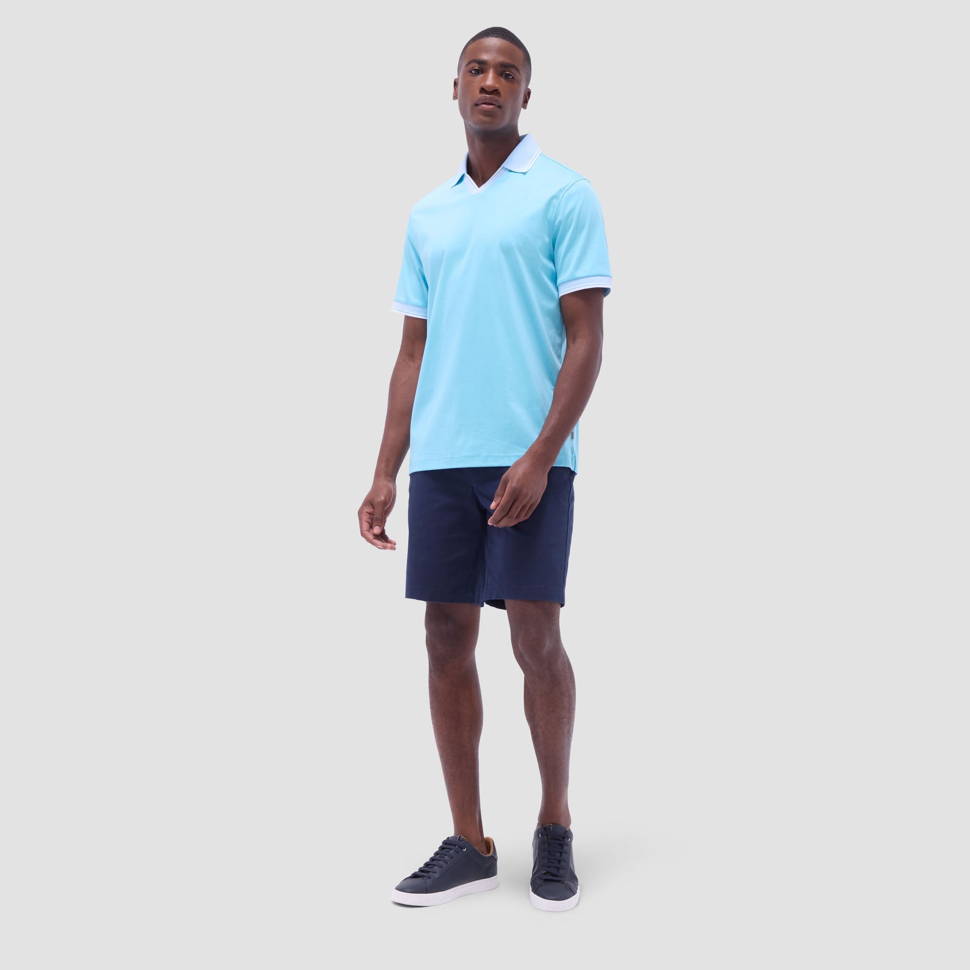 Bugatchi Solid Johnny Collar Polo Shirt Turquoise