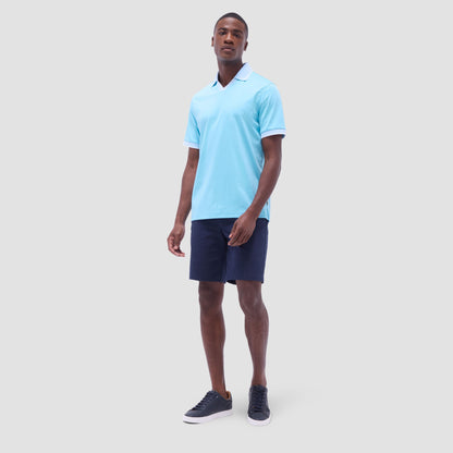 Bugatchi Solid Johnny Collar Polo Shirt Turquoise