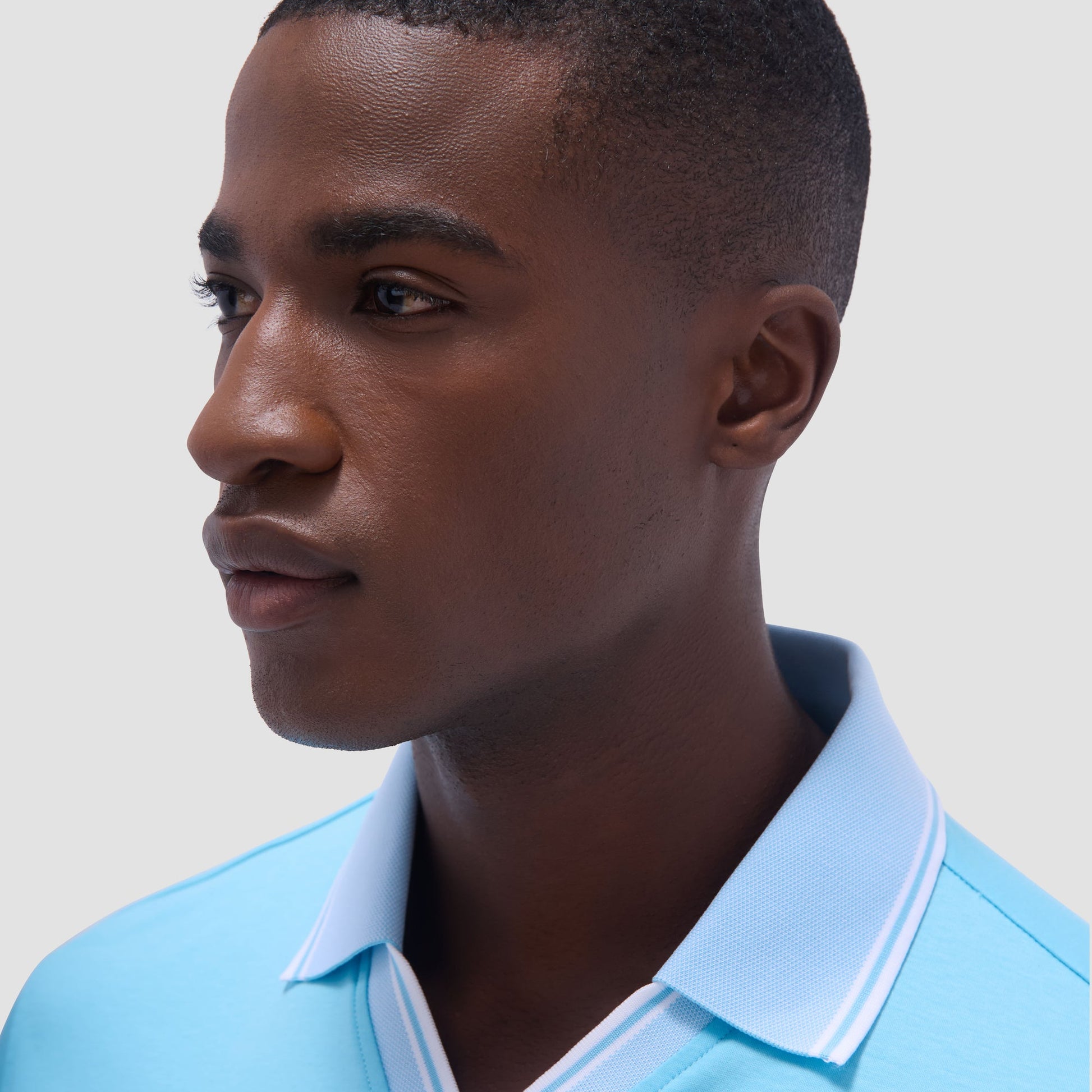 Bugatchi Solid Johnny Collar Polo Shirt Turquoise