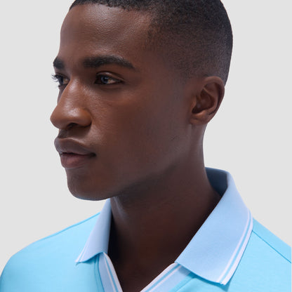 Bugatchi Solid Johnny Collar Polo Shirt Turquoise