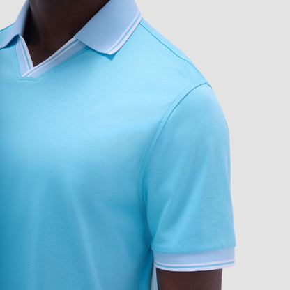 Bugatchi Solid Johnny Collar Polo Shirt Turquoise