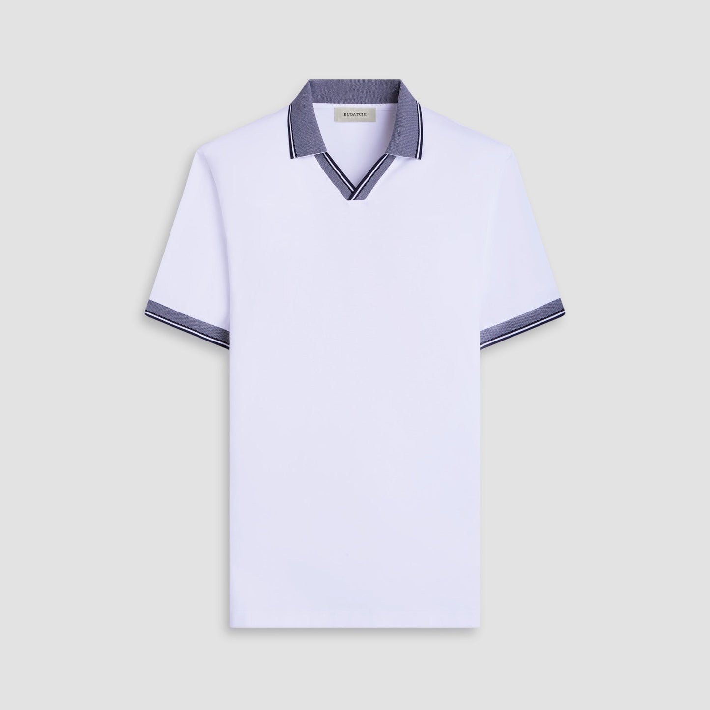 Bugatchi Solid Johnny Collar Polo Shirt White