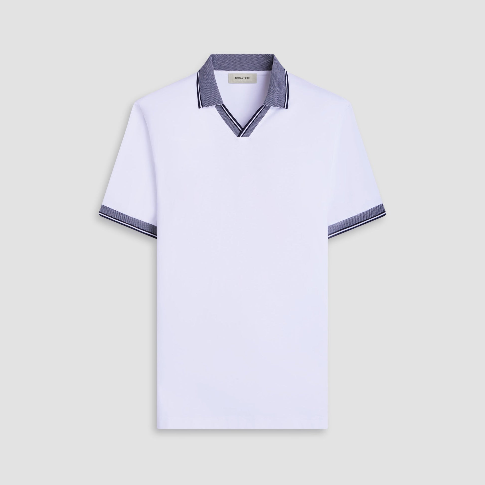 Bugatchi Solid Johnny Collar Polo Shirt White