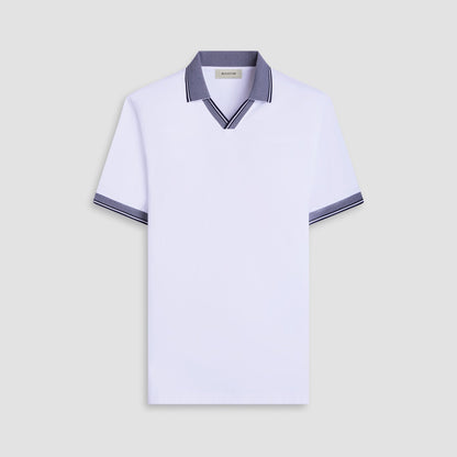 Bugatchi Solid Johnny Collar Polo Shirt White