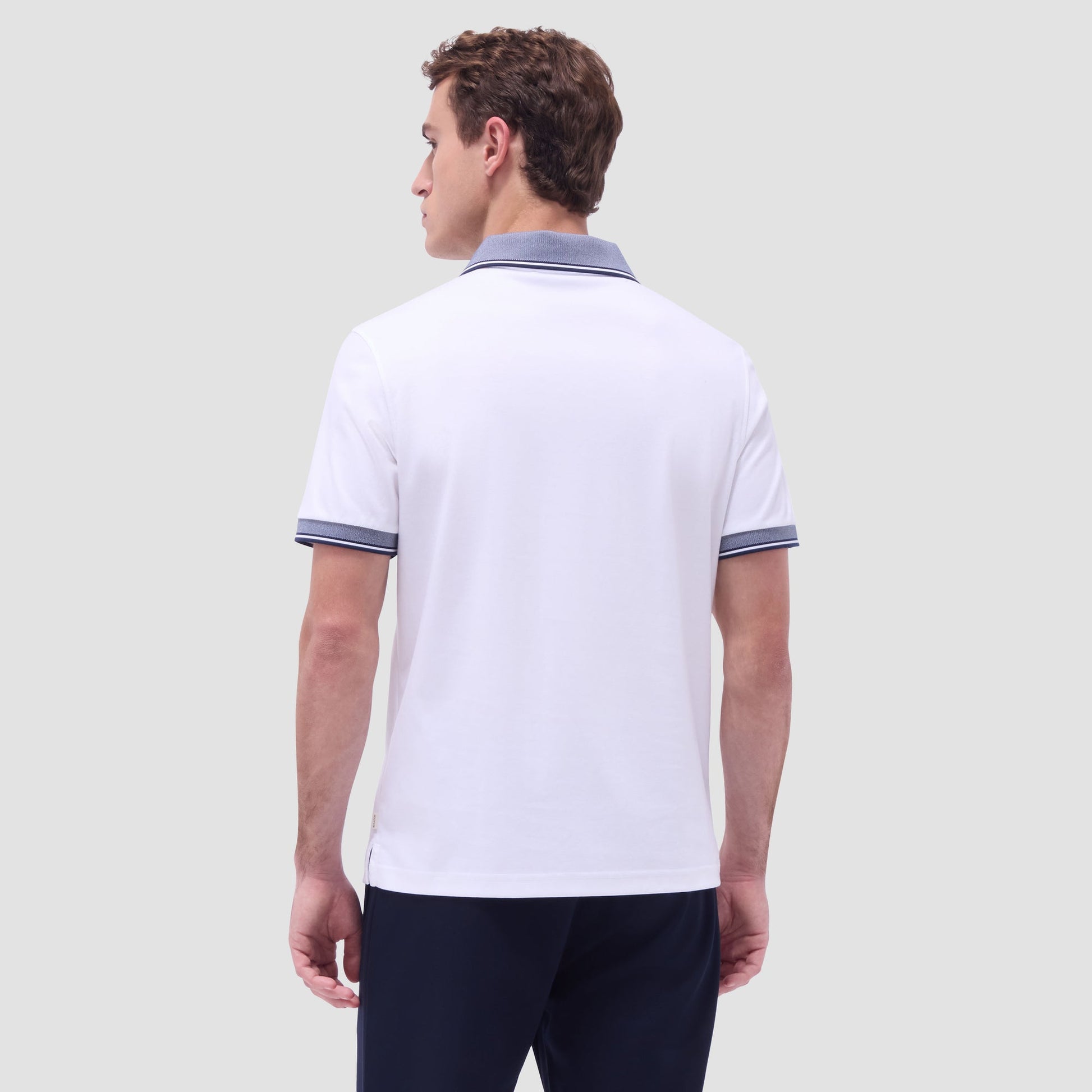 Bugatchi Solid Johnny Collar Polo Shirt White