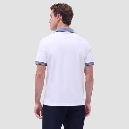 Bugatchi Solid Johnny Collar Polo Shirt White