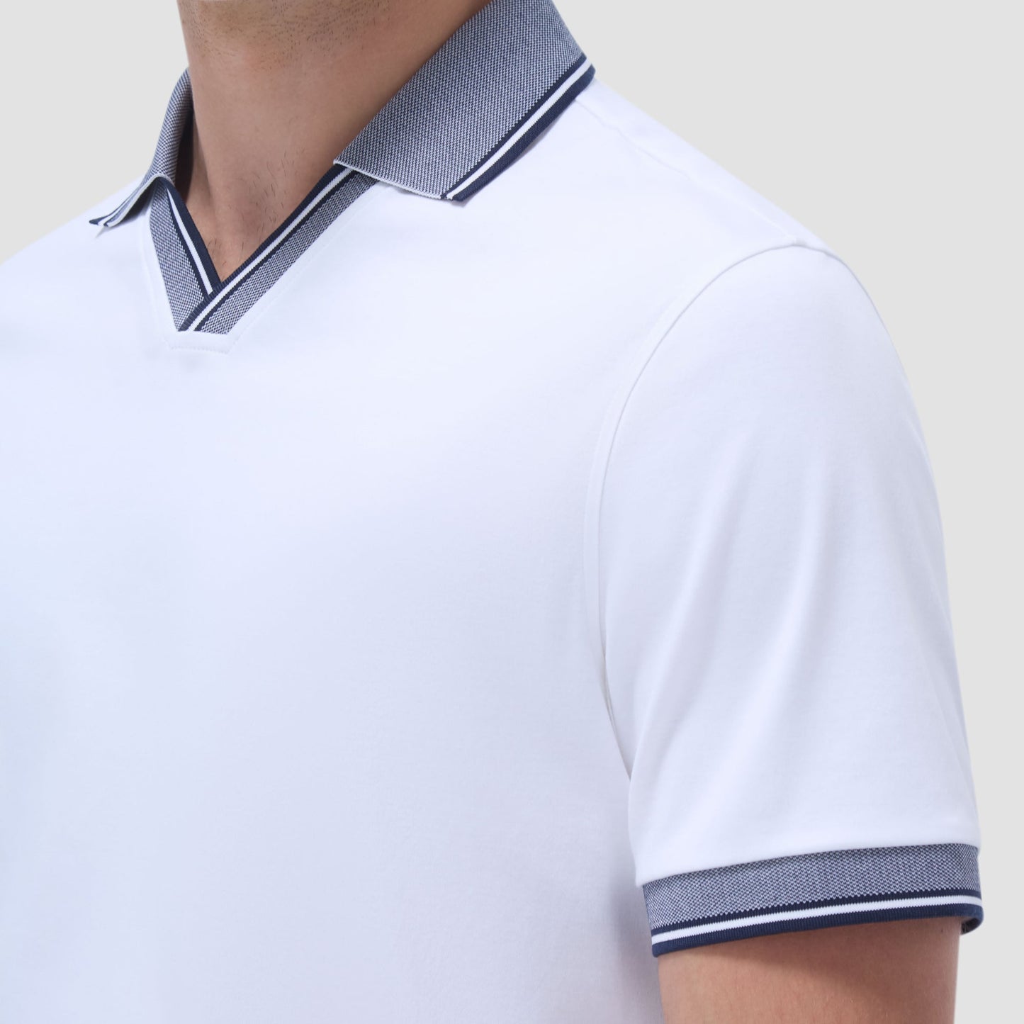 Bugatchi Solid Johnny Collar Polo Shirt White