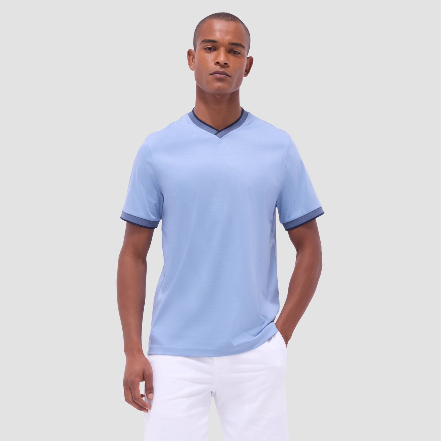 Bugatchi Solid Crew Neck T-Shirt Air Blue