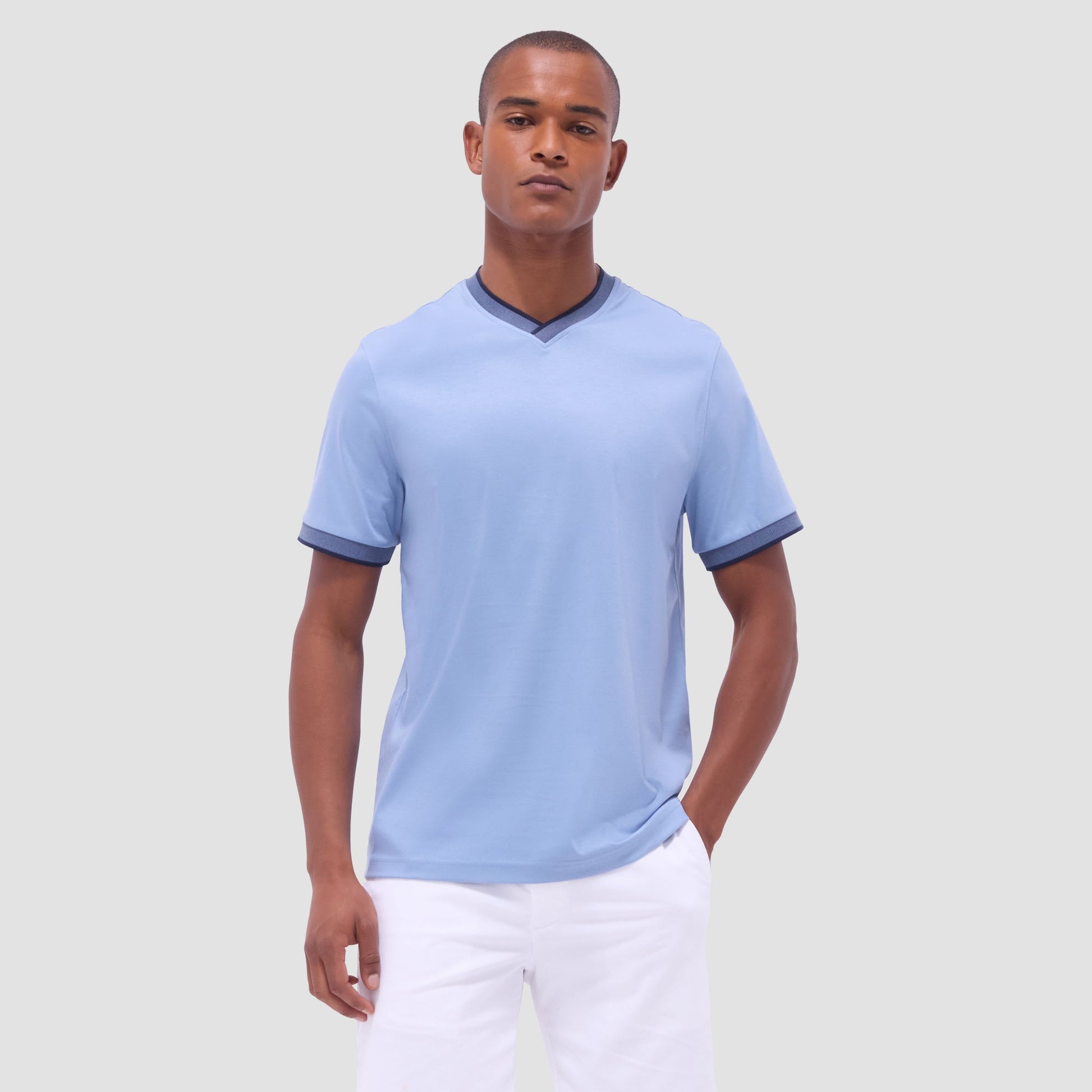 Bugatchi Solid Crew Neck T-Shirt Air Blue