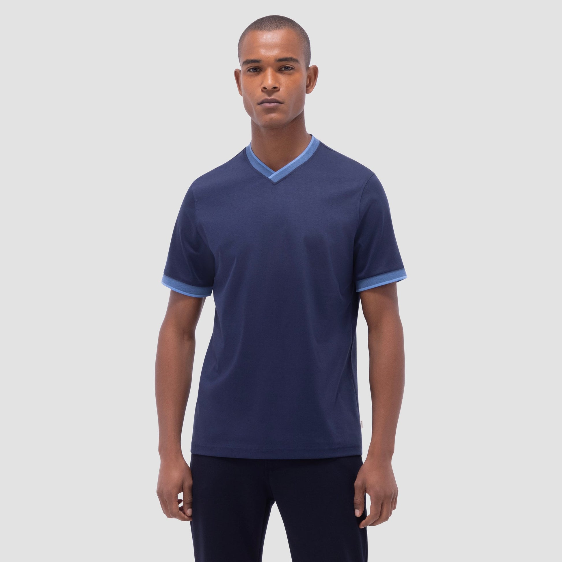 Bugatchi Solid Crew Neck T-Shirt Navy