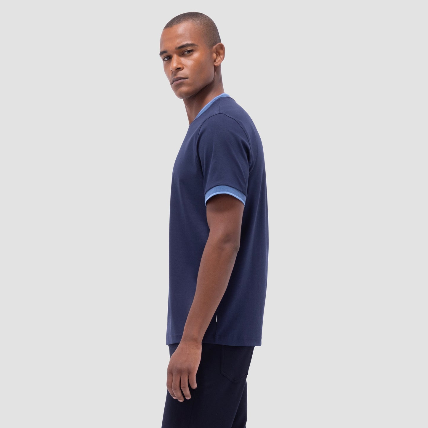 Bugatchi Solid Crew Neck T-Shirt Navy