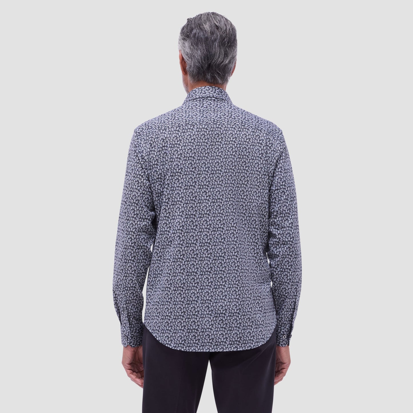 Bugatchi James Leaf Print OoohCotton® Shirt Black