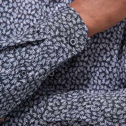 Bugatchi James Leaf Print OoohCotton® Shirt Black