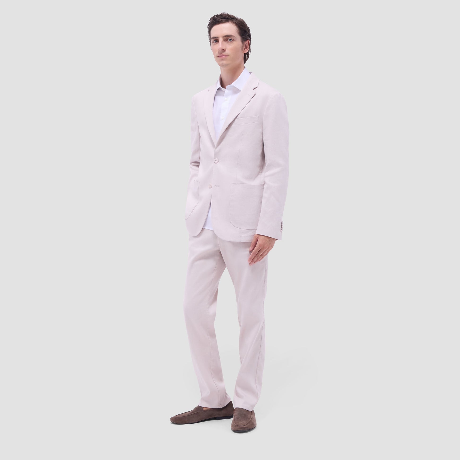 Bugatchi Linen-Cotton Two Button Blazer Stone