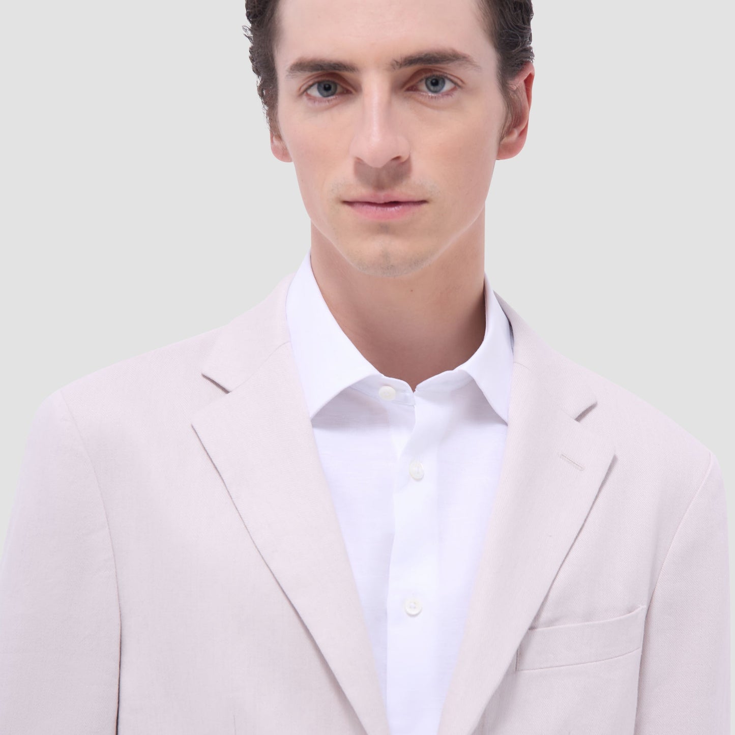 Bugatchi Linen-Cotton Two Button Blazer Stone