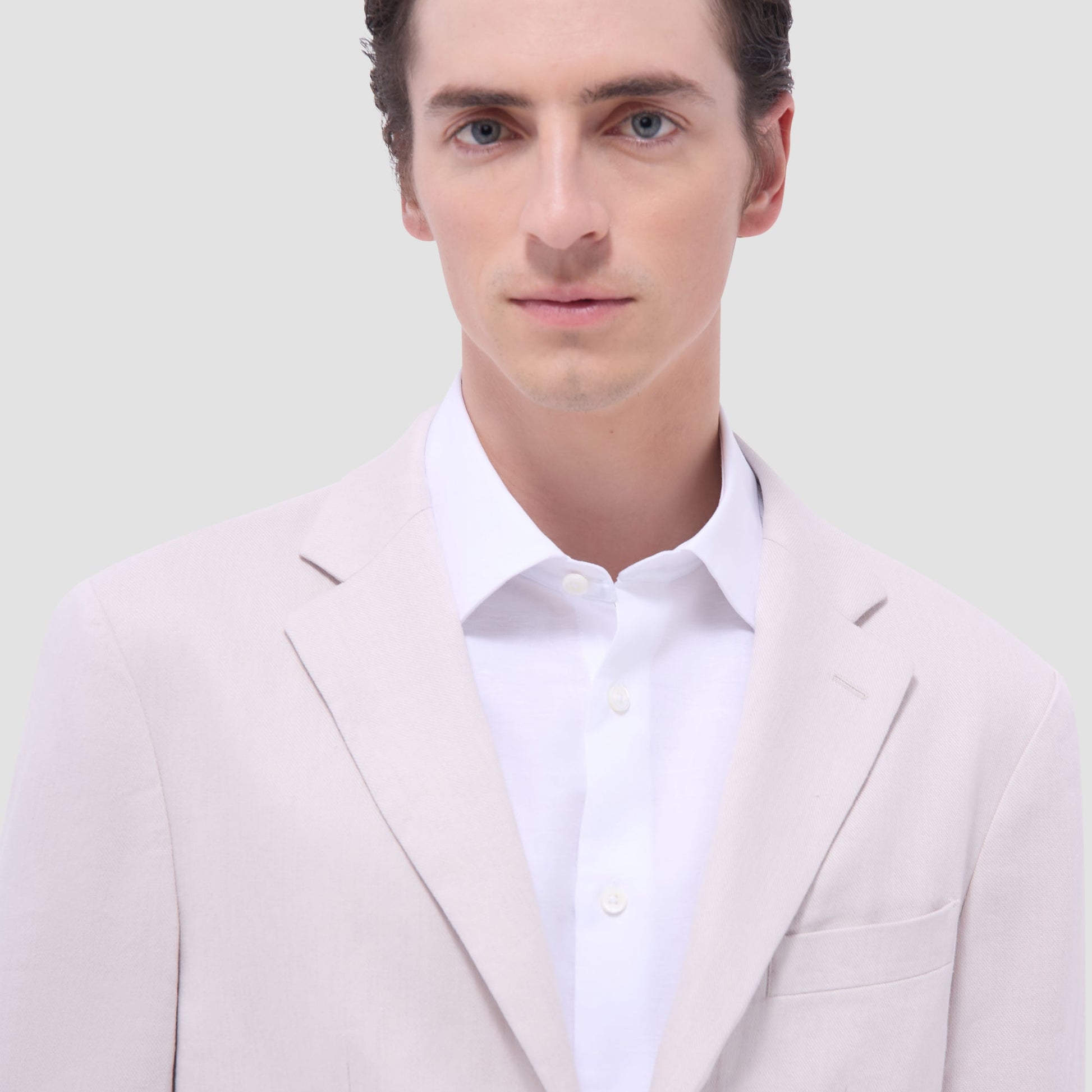 Bugatchi Linen-Cotton Two Button Blazer Stone