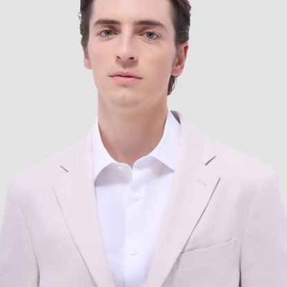 Bugatchi Linen-Cotton Two Button Blazer Stone
