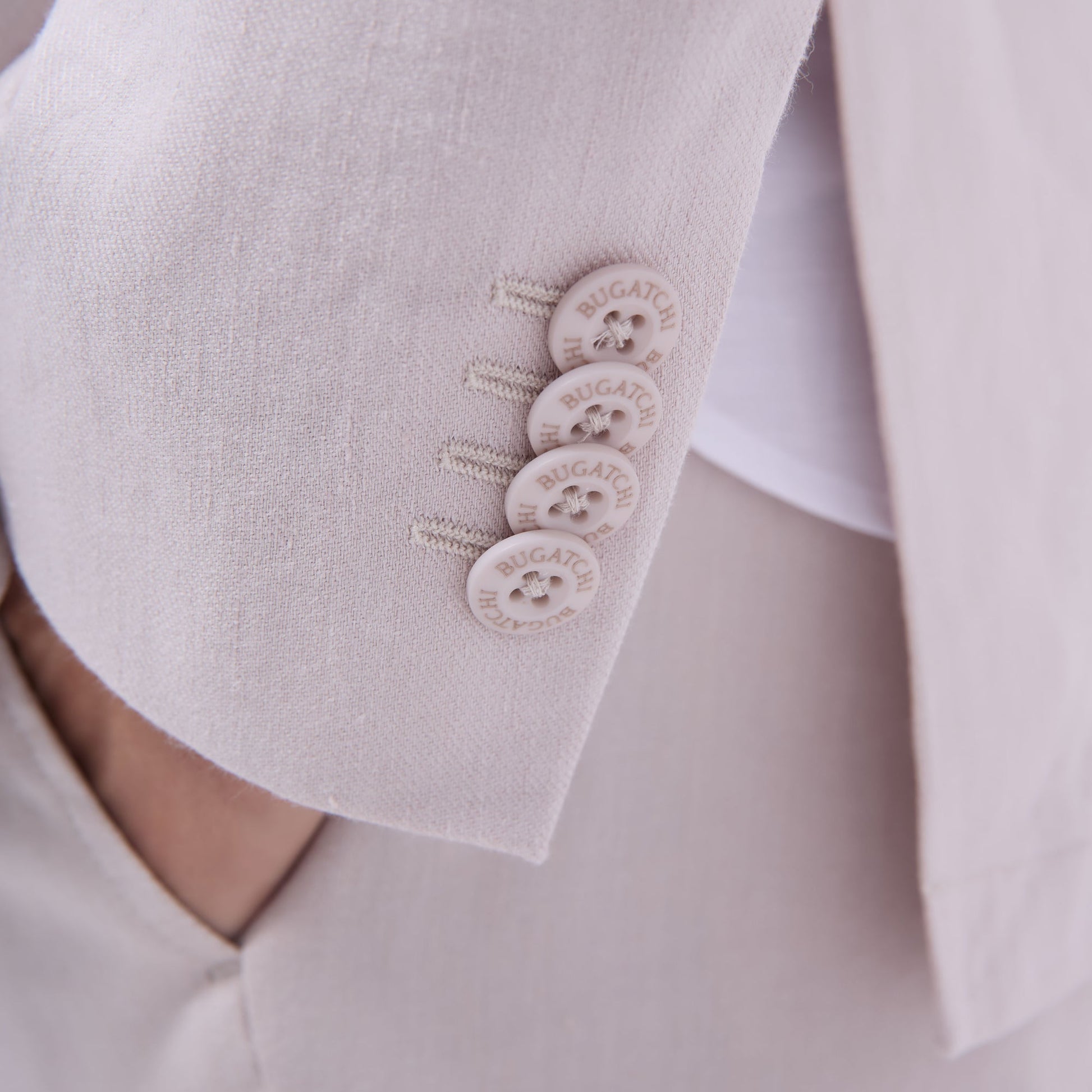 Bugatchi Linen-Cotton Two Button Blazer Stone