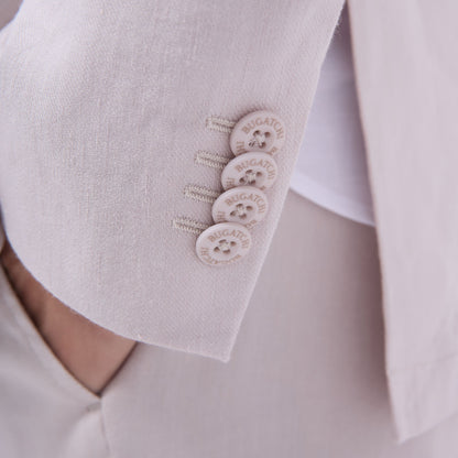 Bugatchi Linen-Cotton Two Button Blazer Stone