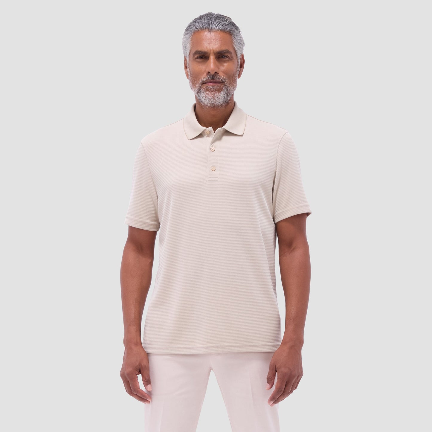 Bugatchi Oscar Ottoman Polo Shirt Sand