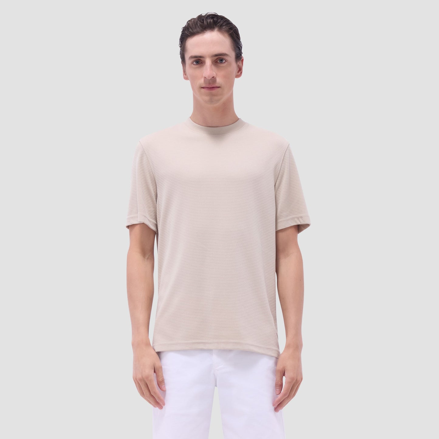 Bugatchi Orville Ottoman Crew Neck Sand