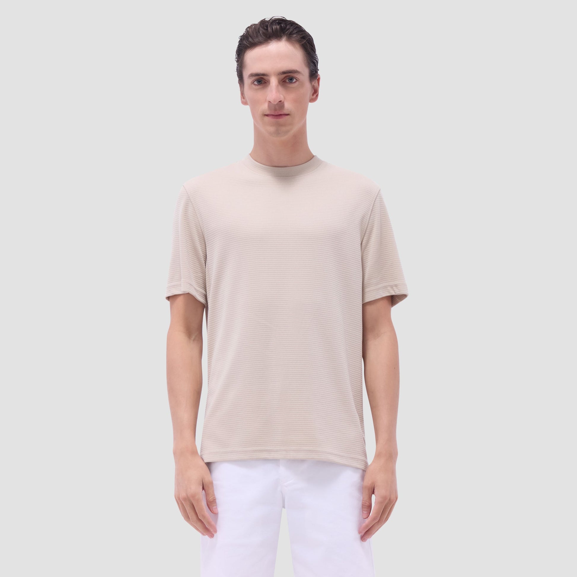 Bugatchi Orville Ottoman Crew Neck Sand