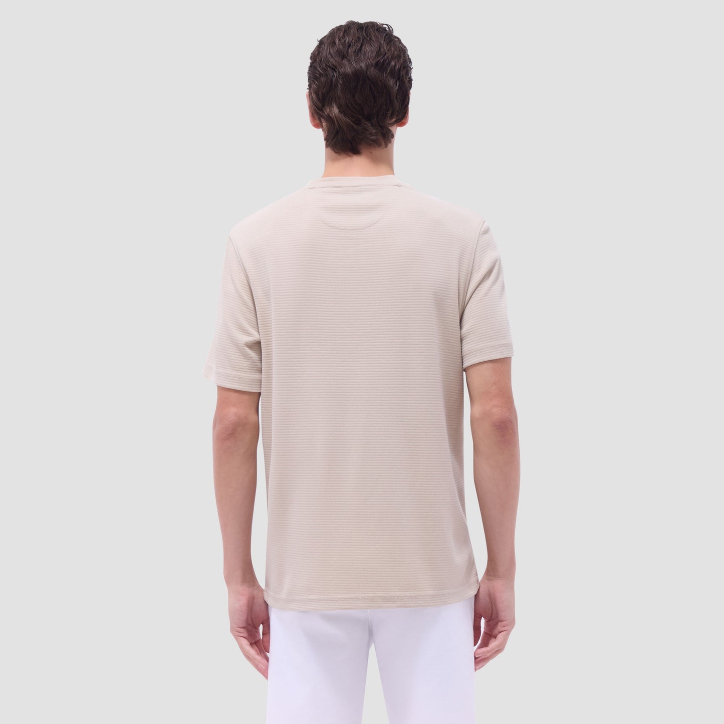 Bugatchi Orville Ottoman Crew Neck Sand